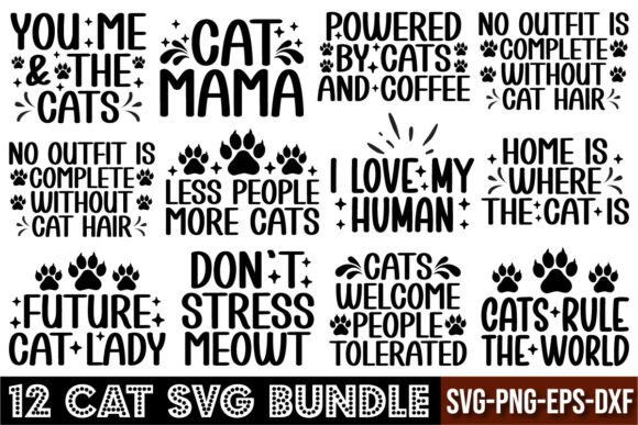 12 Cat SVG Bundle File