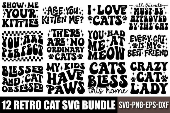 12 Retro Cat SVG Bundle