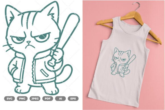 Angry Cat SVG Clipart