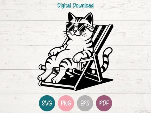 Beach Cat SVG PNG EPS PDF Design