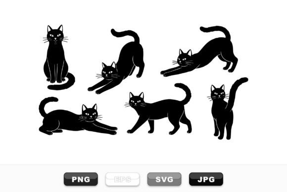 Black Cat SVG Clipart Set