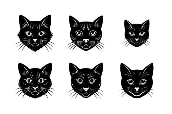 Cat Head Vector Silhouette Design