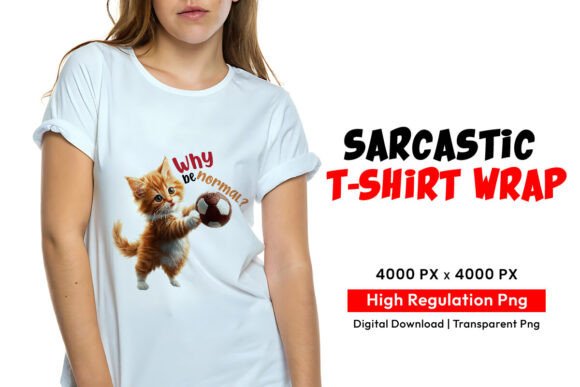 Cat Playing Football T-Shirt Print
