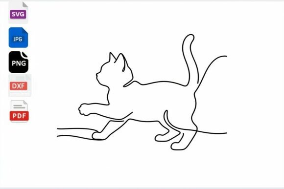 Continuous Line Cat SVG Cut File