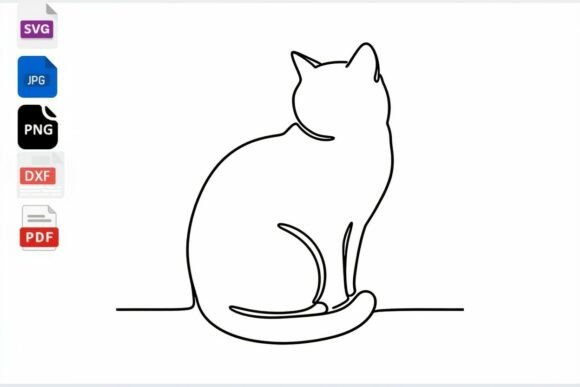 Continuous Line Cat SVG, Minimalist Pet