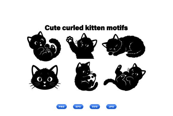 Curled Kitten SVG Clipart Set