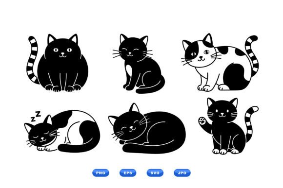 Cute Cat SVG Clipart Set