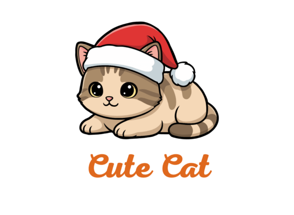 Cute Cat SVG Red Hat Design