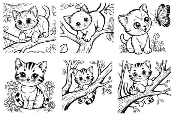 Cute Kitten SVG Bundle Kawaii Cat Clip