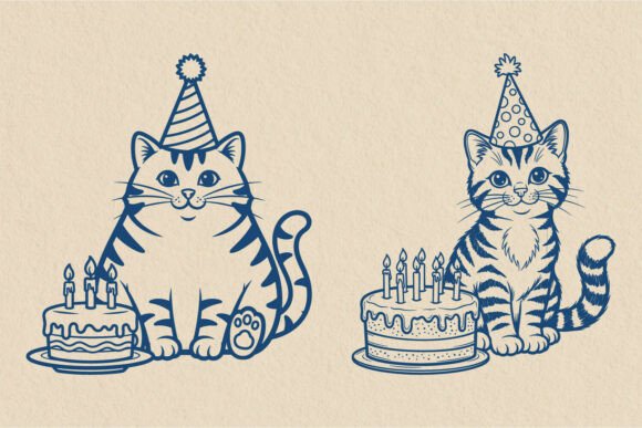 Cute Party Tabby Cats SVG