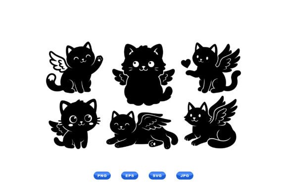 Cute Winged Cat SVG Clipart Pack
