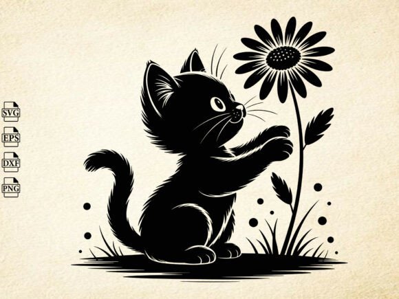 Floral Cat SVG, Floral Animal Svg