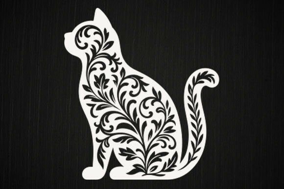 Floral Cat SVG, Mandala Kitten SVG