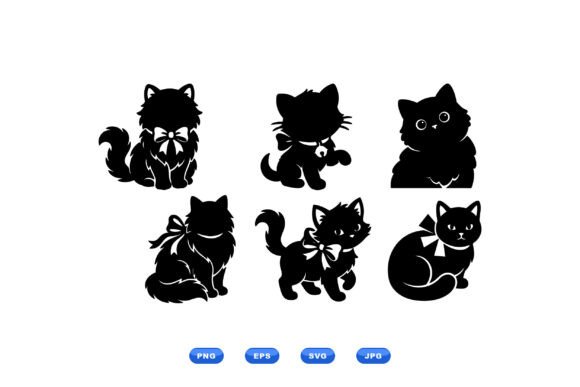 Fluffy Cat SVG Clipart Set
