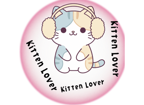 Kitten Lover Pink Circle Cute Cat SVG