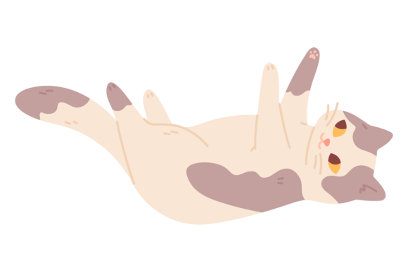 Laying Cat. Pet in Playful Pose Cartoon