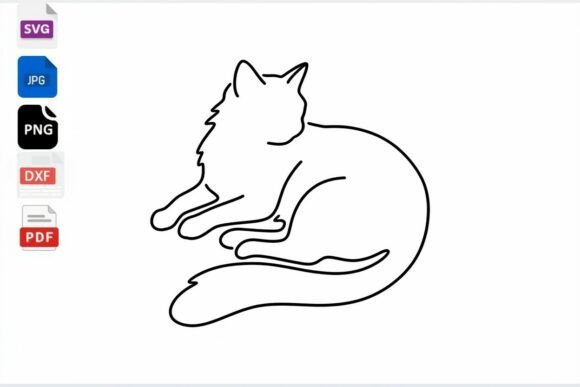 Line Art Cat SVG, Minimalist Cat