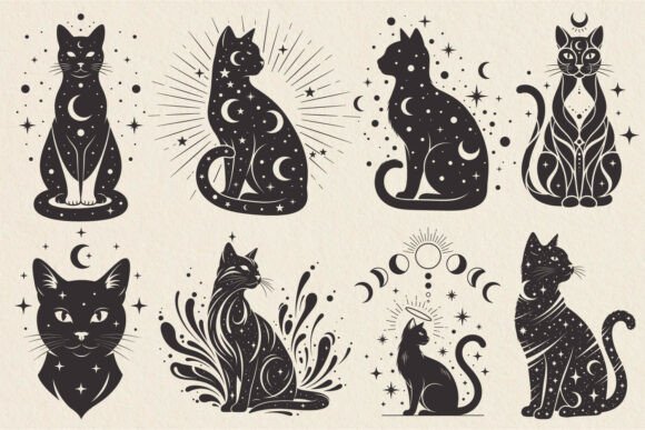 Mystical Celestial Cat SVG Bundle