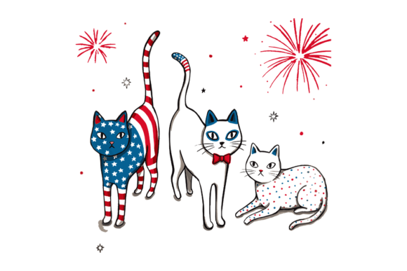 Patriotic Cat SVG American Flag Cats I