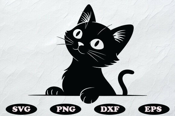 Peeking Black Cat SVG Cut File