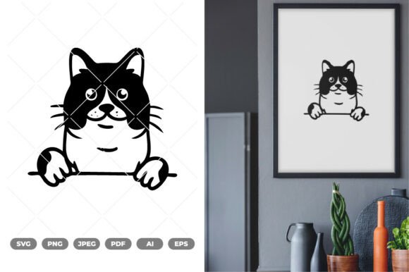 Peeking Cat SVG Clipart