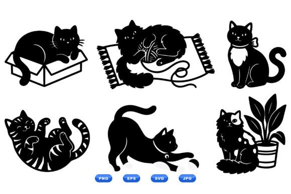 Playful Cat SVG Clipart Pack