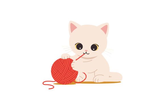 Playful Kitten with Red Yarn in a Minima