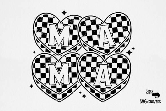 Retro Mama Checkered Heart SVG PNG