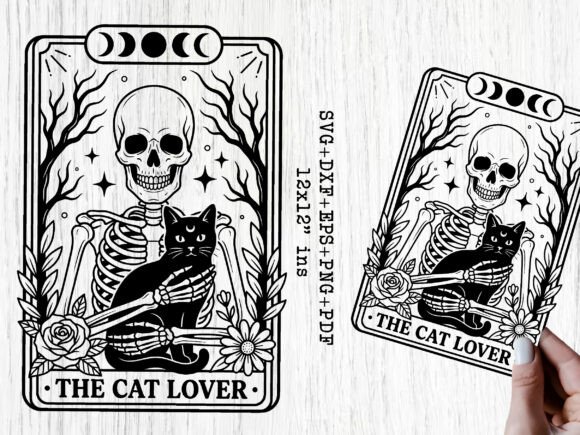 Skeleton Black Cat Tarot SVG