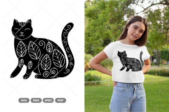 Spring Cat SVG Clipart