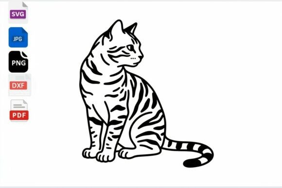 Tabby Cat Outline SVG Digital Download