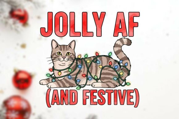 Tabby Cat Wrapped in Christmas Light Tee