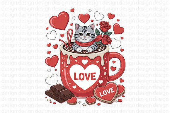 Valentine’s Day Love PNG, Cat Lover