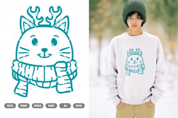 Winter Cat SVG Clipart