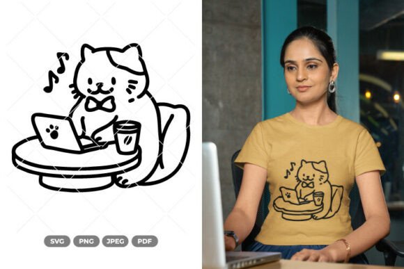 Workaholic Cat SVG Clipart