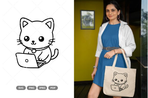 Working Cat SVG Clipart